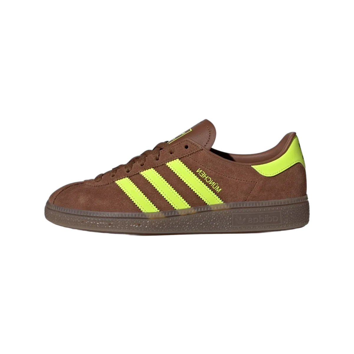 Overkicks - Adidas Muenchen Preloved Brown Solar Yellow (Womens) (JS3996) - vista lateral