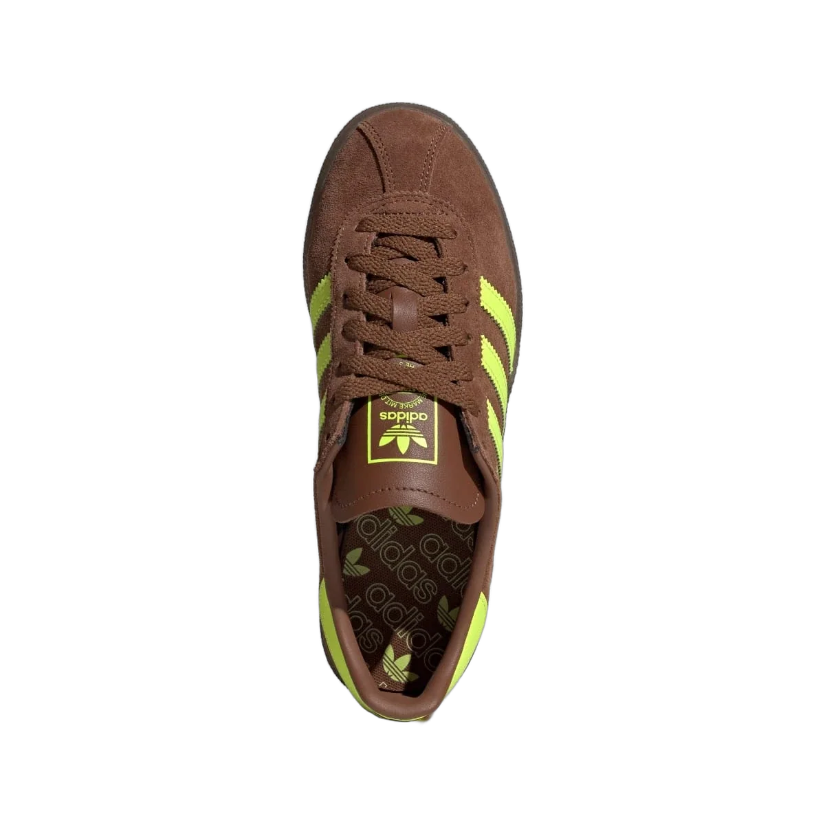 Overkicks - Adidas Muenchen Preloved Brown Solar Yellow (Womens) (JS3996) - vista trasera