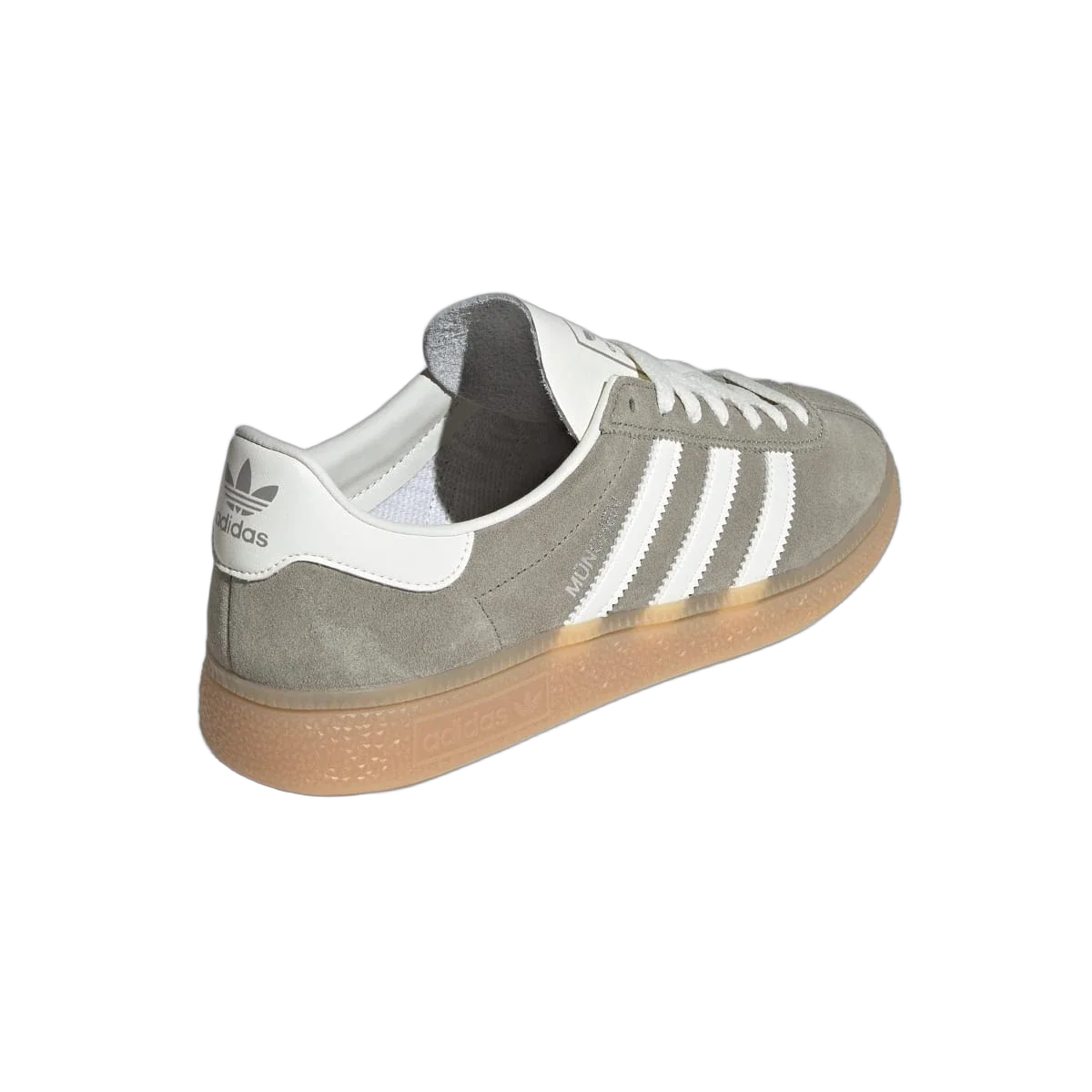 Overkicks - Adidas Muenchen Silver Pebble Off White Gum (Womens) (JS3990) - vista superior