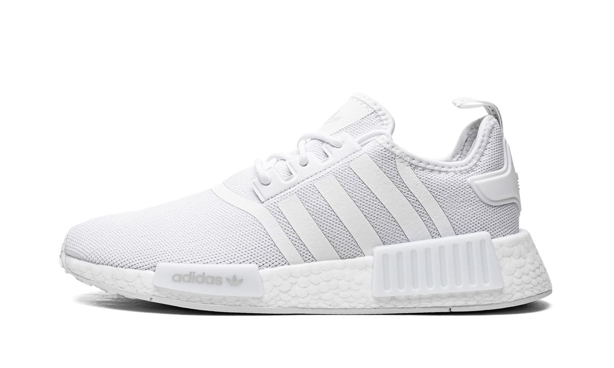 Overkicks - Adidas NMD R1 Refined Cloud White Grey One (GS) (H02334) - vista lateral