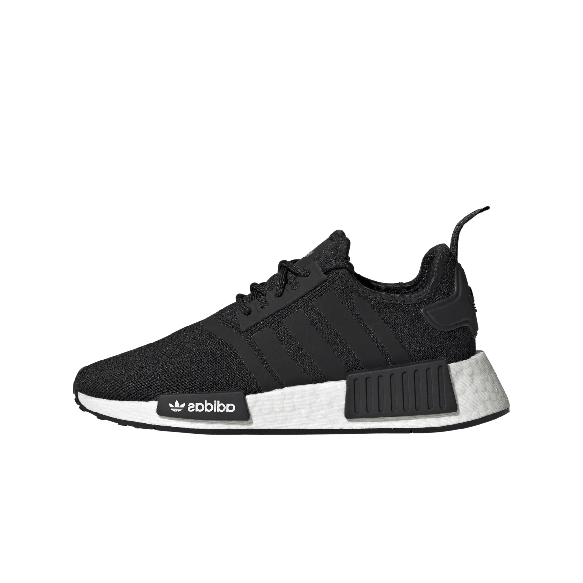 Overkicks - Adidas NMD R1 Refined Core Black Cloud White (GS) (H02333) - vista lateral