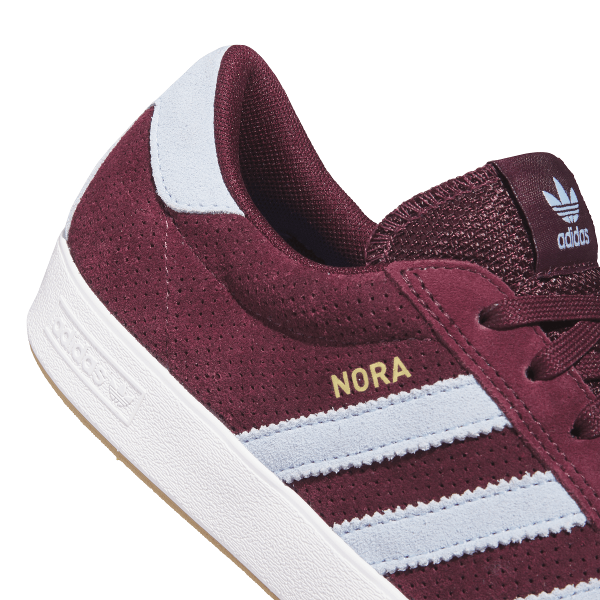 Overkicks - Adidas Nora Maroon Clear Sky (HQ4698) - detalle lateral interior