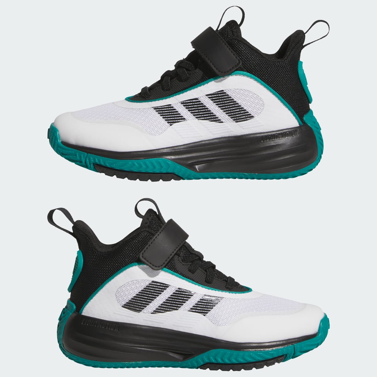 Overkicks - Adidas Ownthegame 3.0 Cloud White Core Black Pure Teal (GS) (JQ7940) - imagen 7