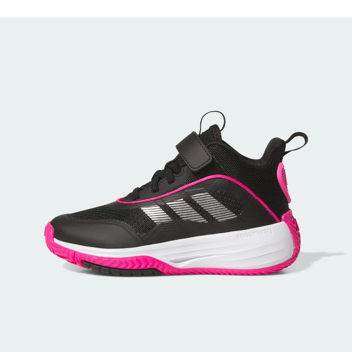 Overkicks - Adidas Ownthegame 3.0 Core Black Iron Metallic Shock Pink (GS) (JQ7941) - vista lateral