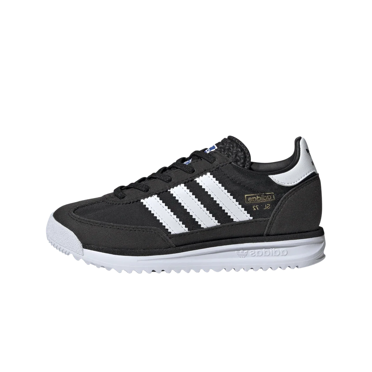 Overkicks - Adidas SL 72 RS Elastic Laces Core Black Cloud White Blue (PS) (IH2982) - vista lateral