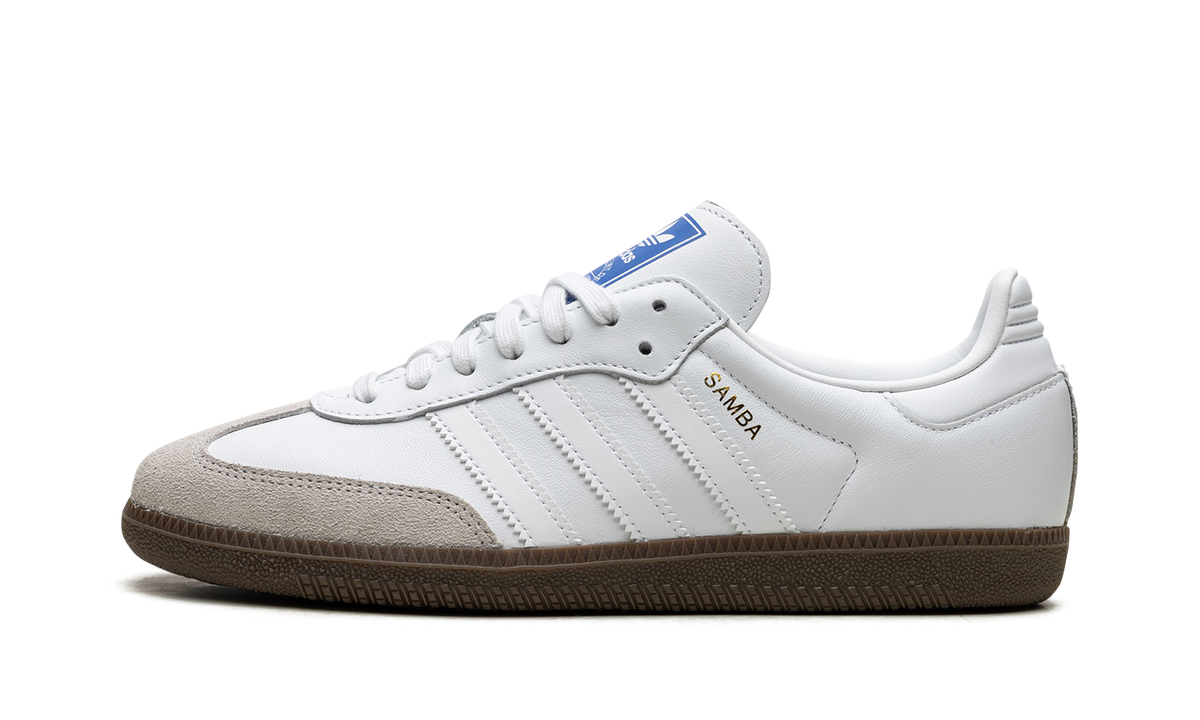 Overkicks - Adidas Samba Cloud White Blue Gum (IE3439) - vista lateral