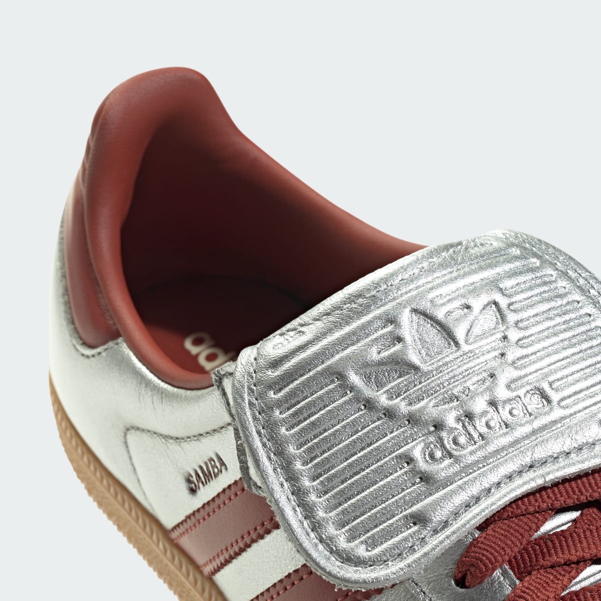 Overkicks - Adidas Samba LT Silver Metallic Ruby Gum (JH5707) - detalle