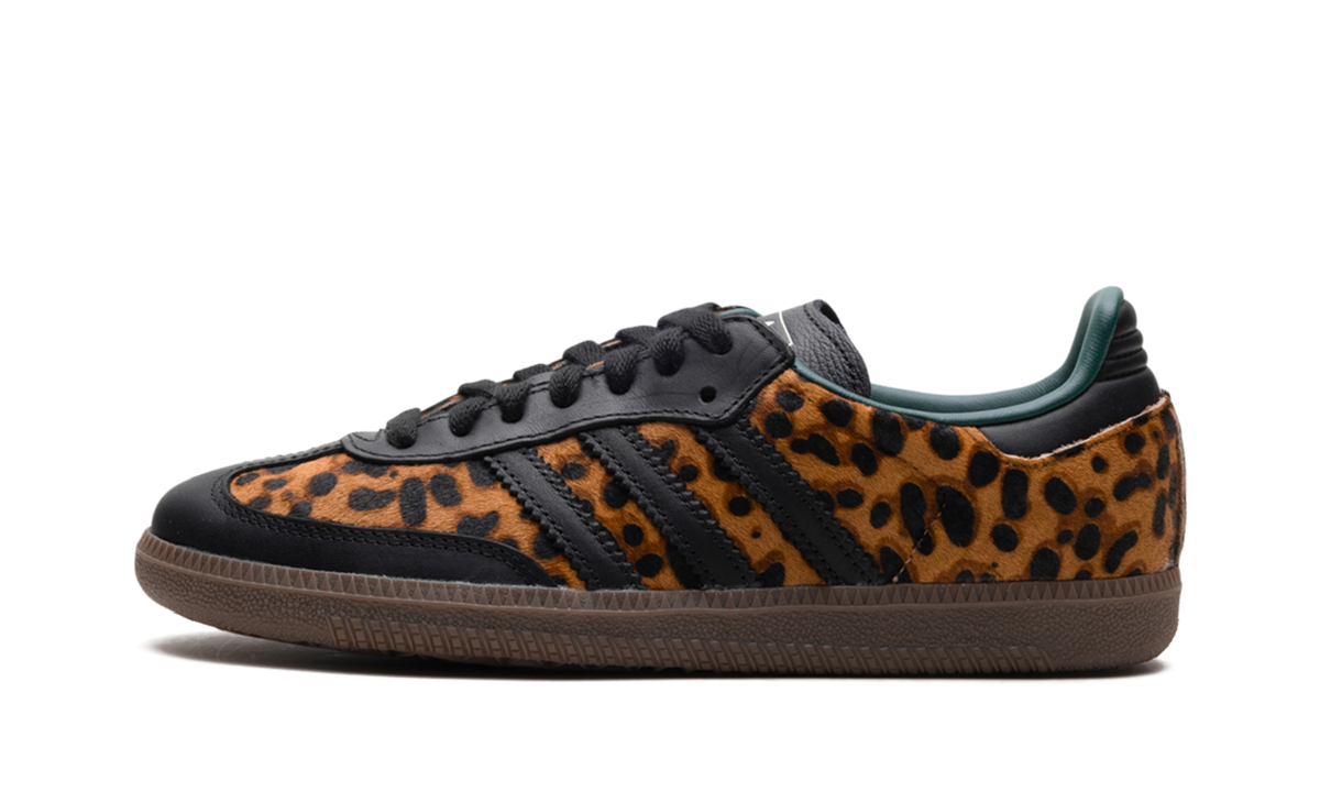 Overkicks - Adidas Samba OG Black Green Leopard (JI2735) - vista lateral