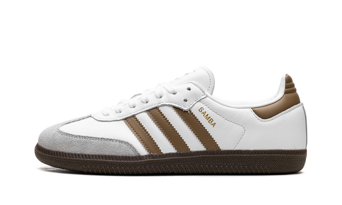 Overkicks - Adidas Samba OG Cloud White Brown Desert (JH8796) - vista lateral
