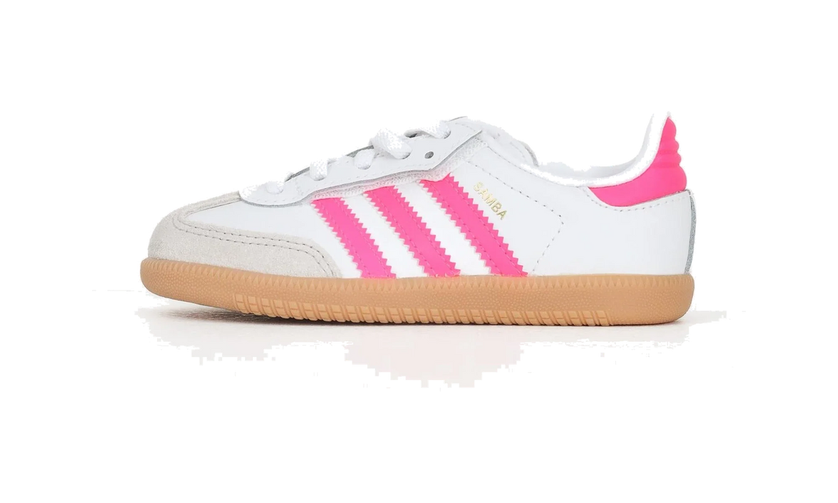 Overkicks - Adidas Samba OG Comfort Closure Cloud White Lucid Pink Gum (TD) (JQ3188) - vista lateral