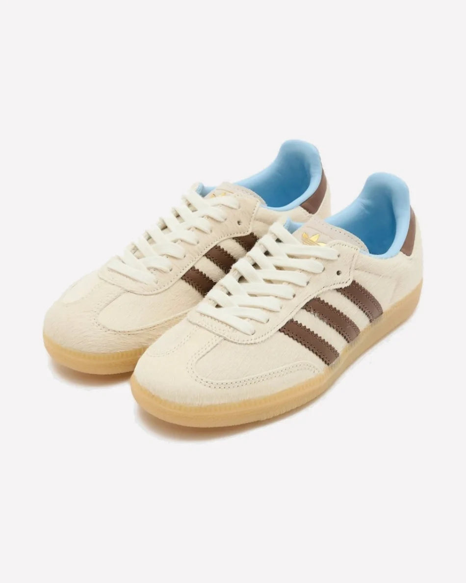 Overkicks - Adidas Samba OG Cream White Earth Strata Pony Hair (Womens) (KI2514) - imagen 2