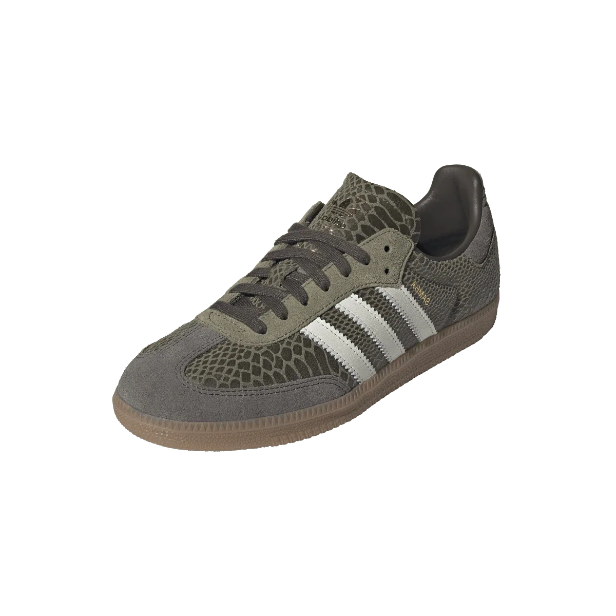 Overkicks - Adidas Samba OG Focus Olive Snakeskin Off White (KK3275) - vista trasera