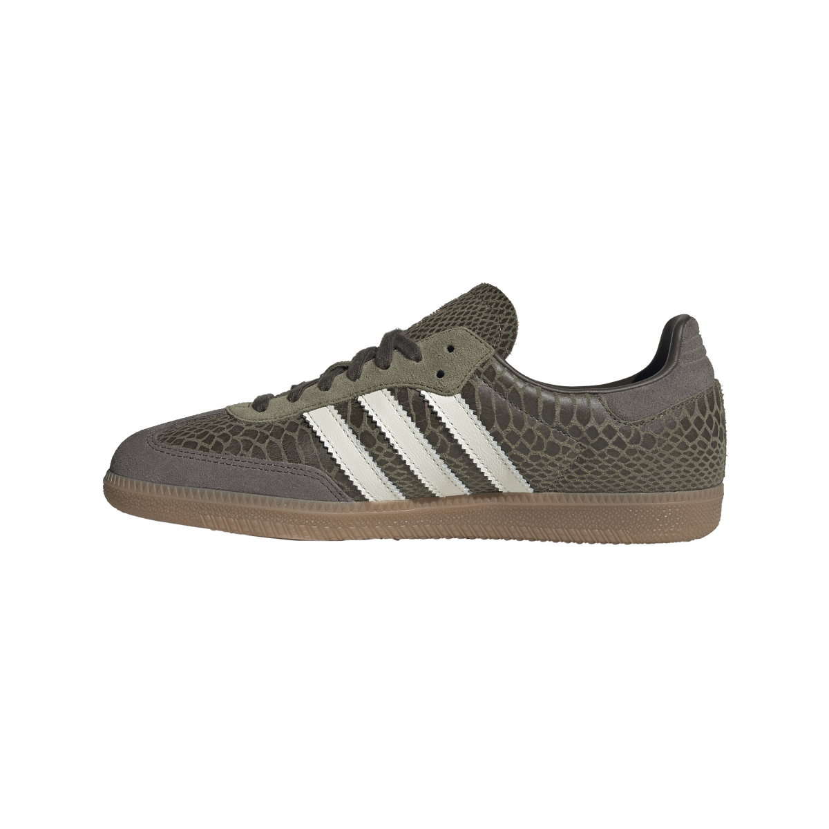 Overkicks - Adidas Samba OG Focus Olive Snakeskin Off White (KK3275) - detalle talon