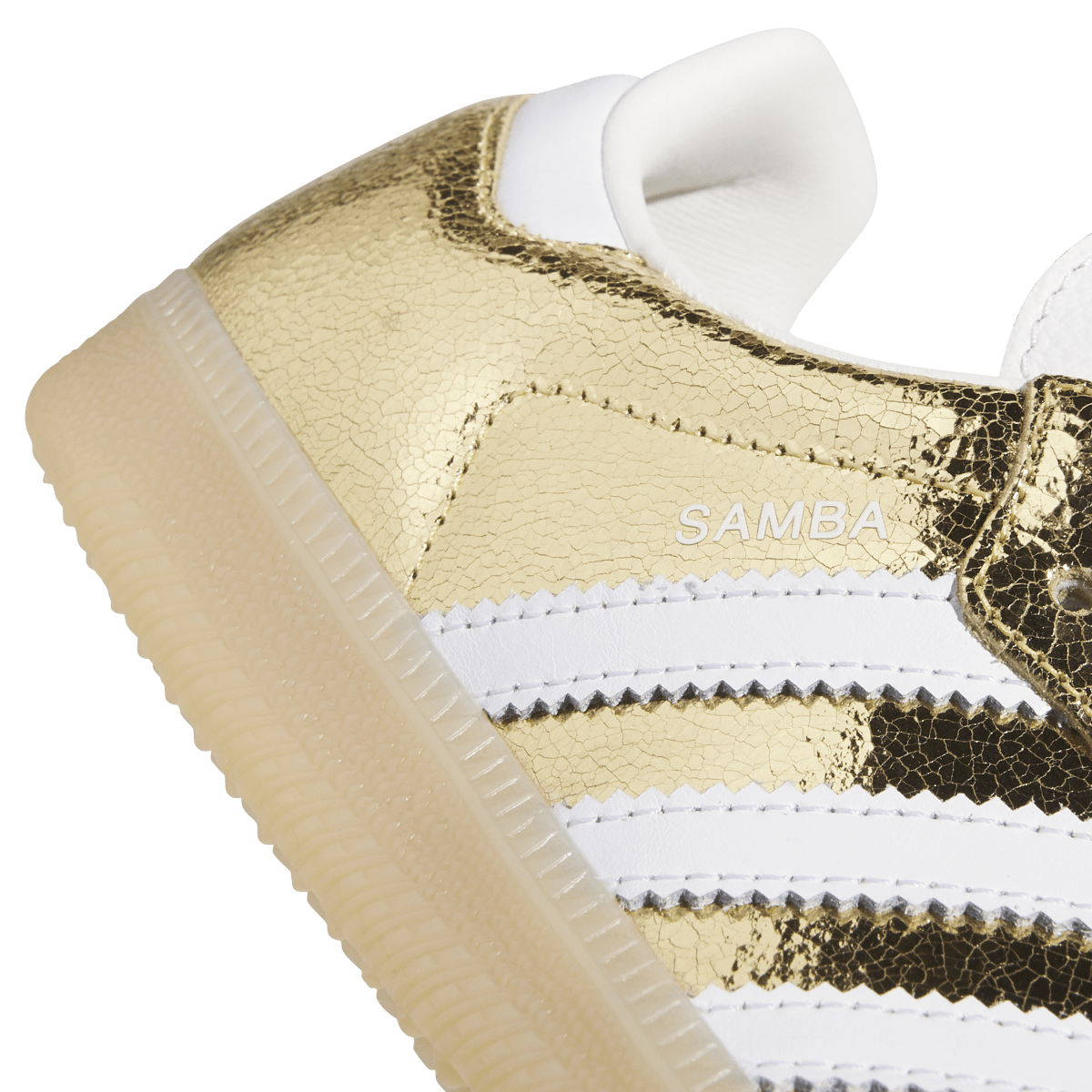 Overkicks - Adidas Samba OG Gold Metallic Cracked Leather (KI5719) - detalle lateral interior