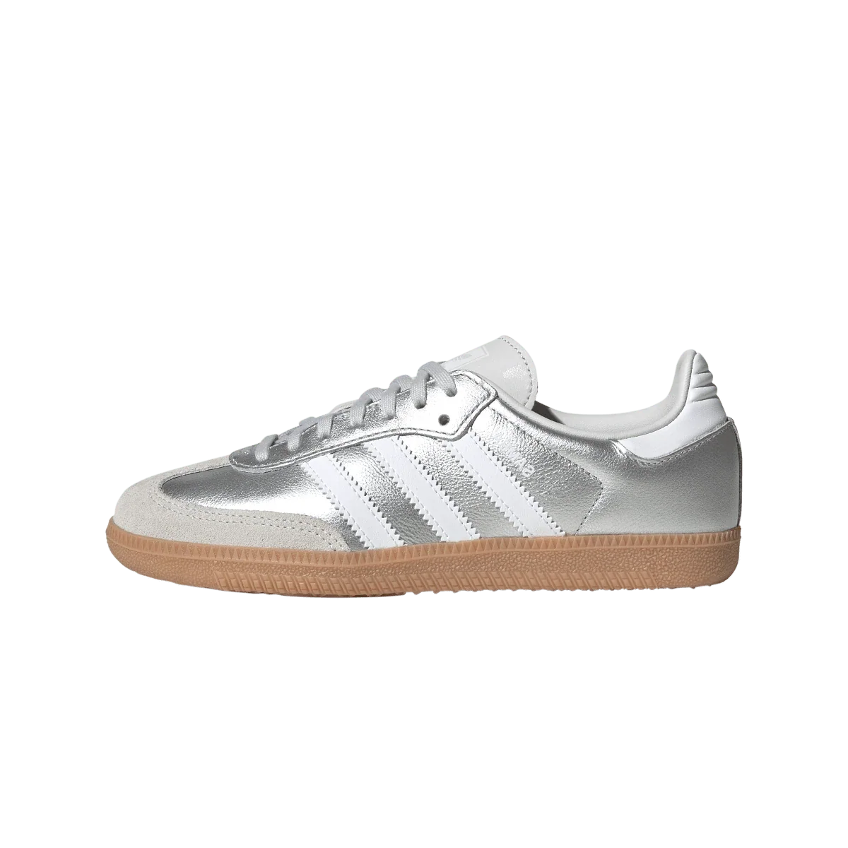 Overkicks - Adidas Samba OG Silver Metallic Cloud White Gum (GS) (KK2327) - vista lateral