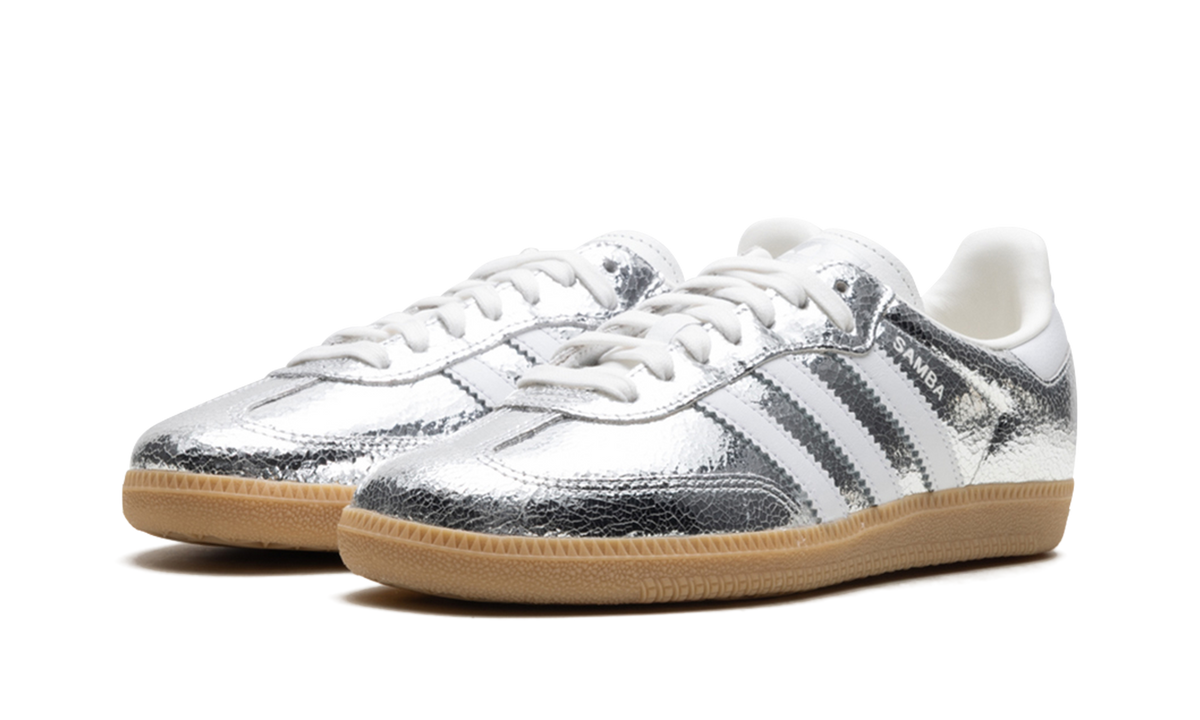 Overkicks - Adidas Samba OG Silver Metallic Cracked Leather (JR0035) - vista trasera