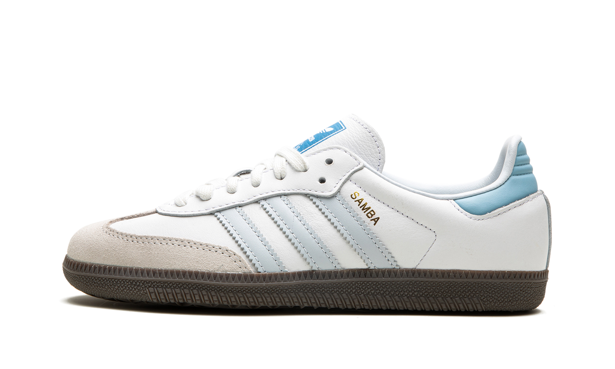 Overkicks - Adidas Samba OG White Halo Blue (ID2055) - vista lateral