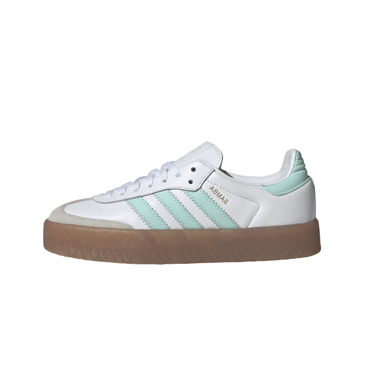 Overkicks - Adidas Sambae Cloud White Clear Mint Gold Metallic (GS) (JQ1314) - vista lateral