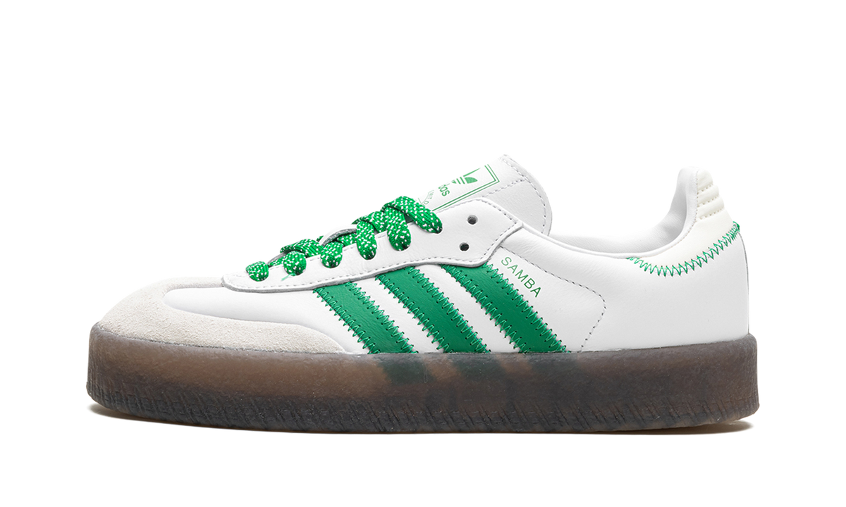 Overkicks - Adidas Sambae Cloud White Green (Womens) (IE9105) - vista lateral