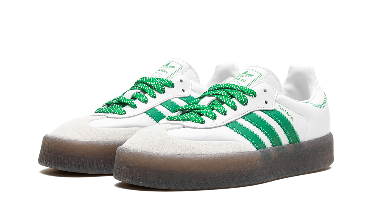 Overkicks - Adidas Sambae Cloud White Green (Womens) (IE9105) - vista trasera