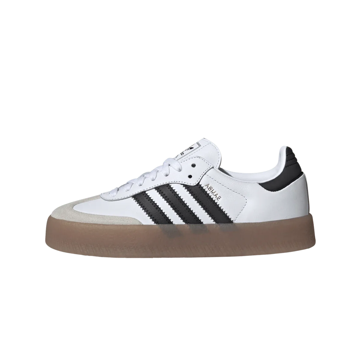 Overkicks - Adidas Sambae Cloud White Metallic Gold (Womens) (JI1349) - vista lateral