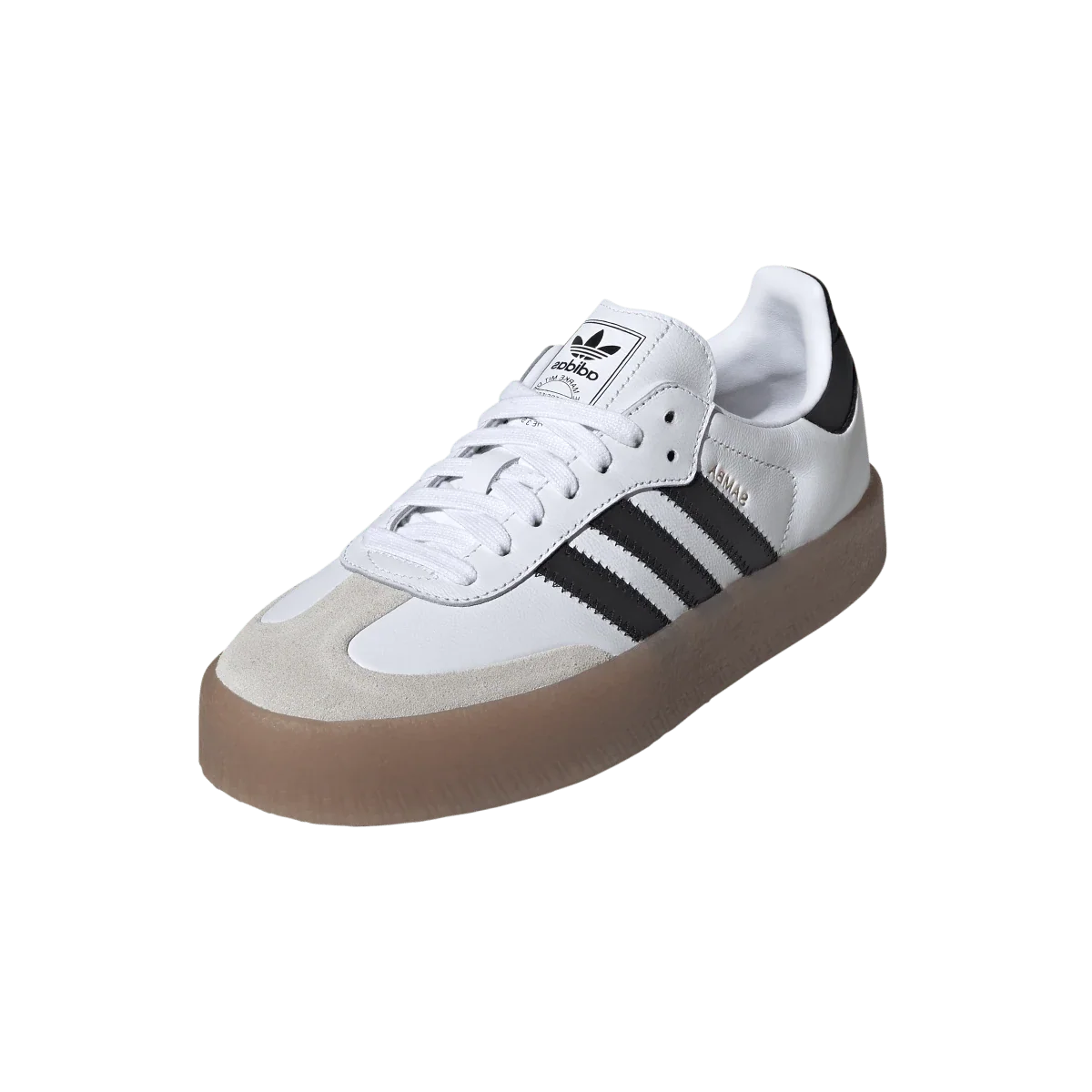 Overkicks - Adidas Sambae Cloud White Metallic Gold (Womens) (JI1349) - vista trasera