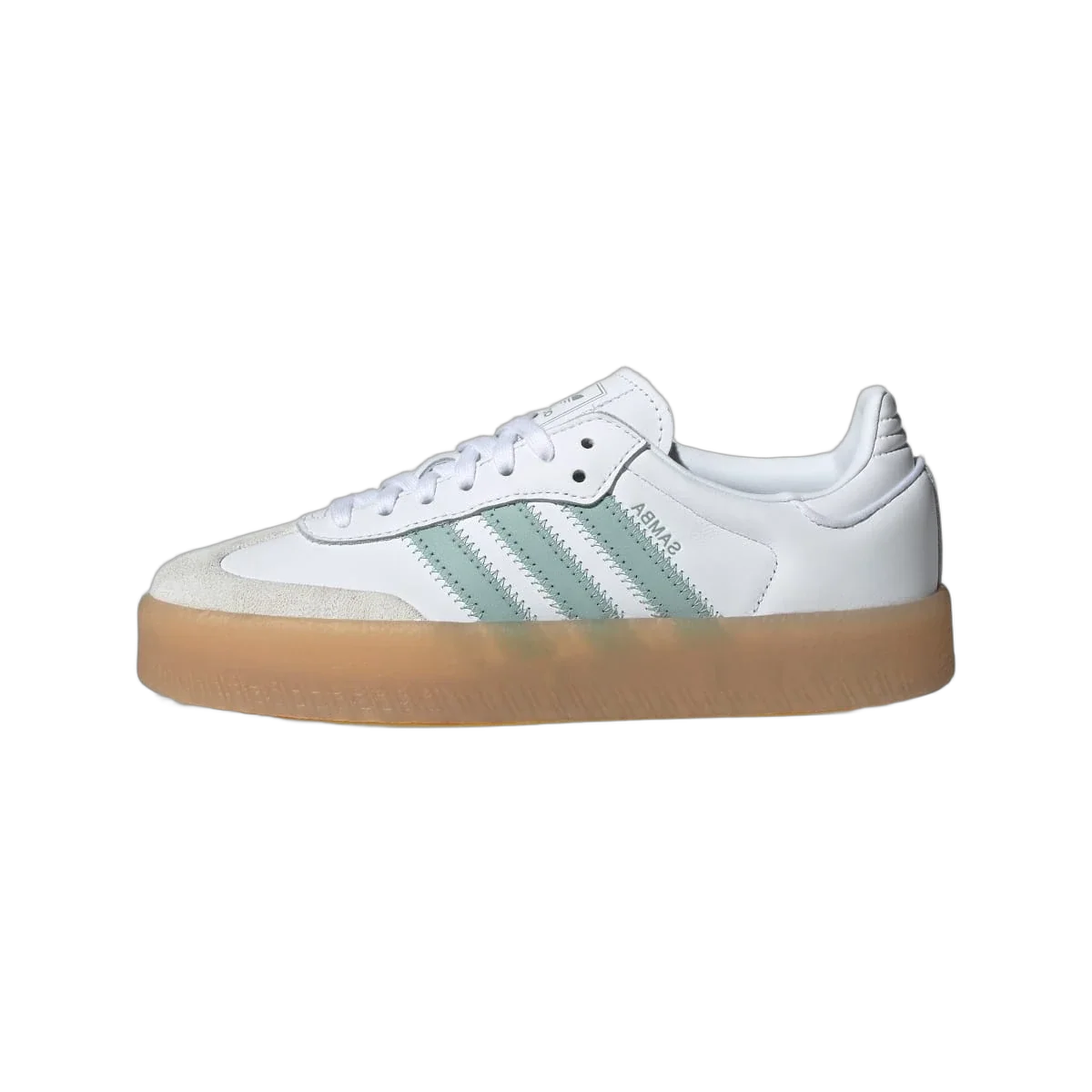 Overkicks - Adidas Sambae Cloud White Wonder Blue (Womens) (JP5609) - vista lateral