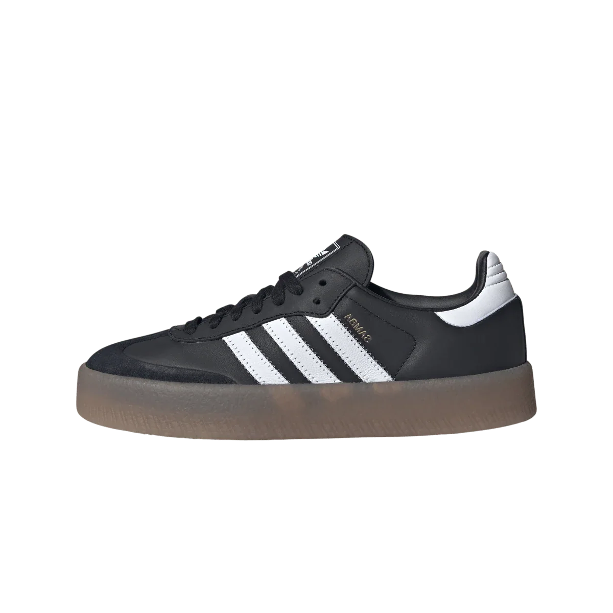 Overkicks - Adidas Sambae Core Black Metallic Gold (Womens) (JI1350) - vista lateral