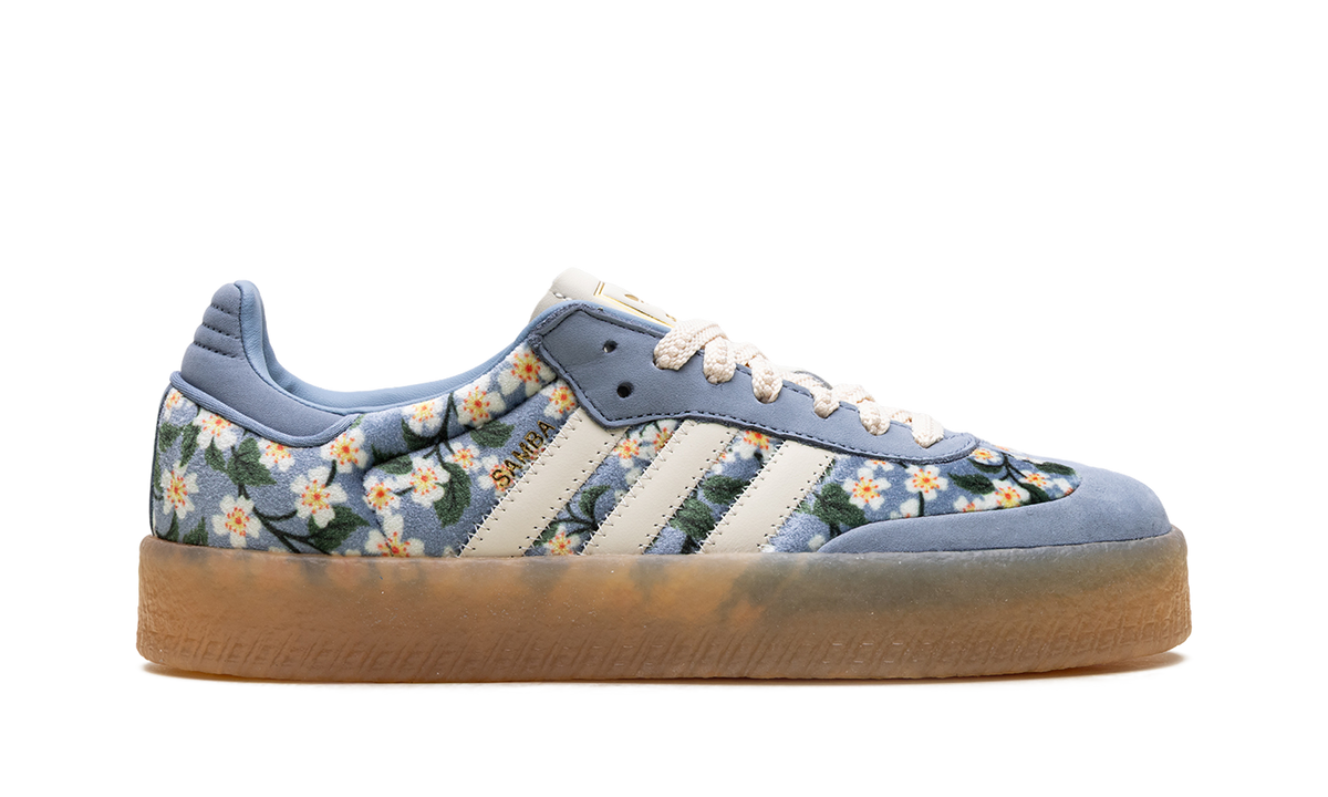 Overkicks - Adidas Sambae Liberty London Floral Embroidery Blue Cream White (Womens) (JQ6046) - detalle talon