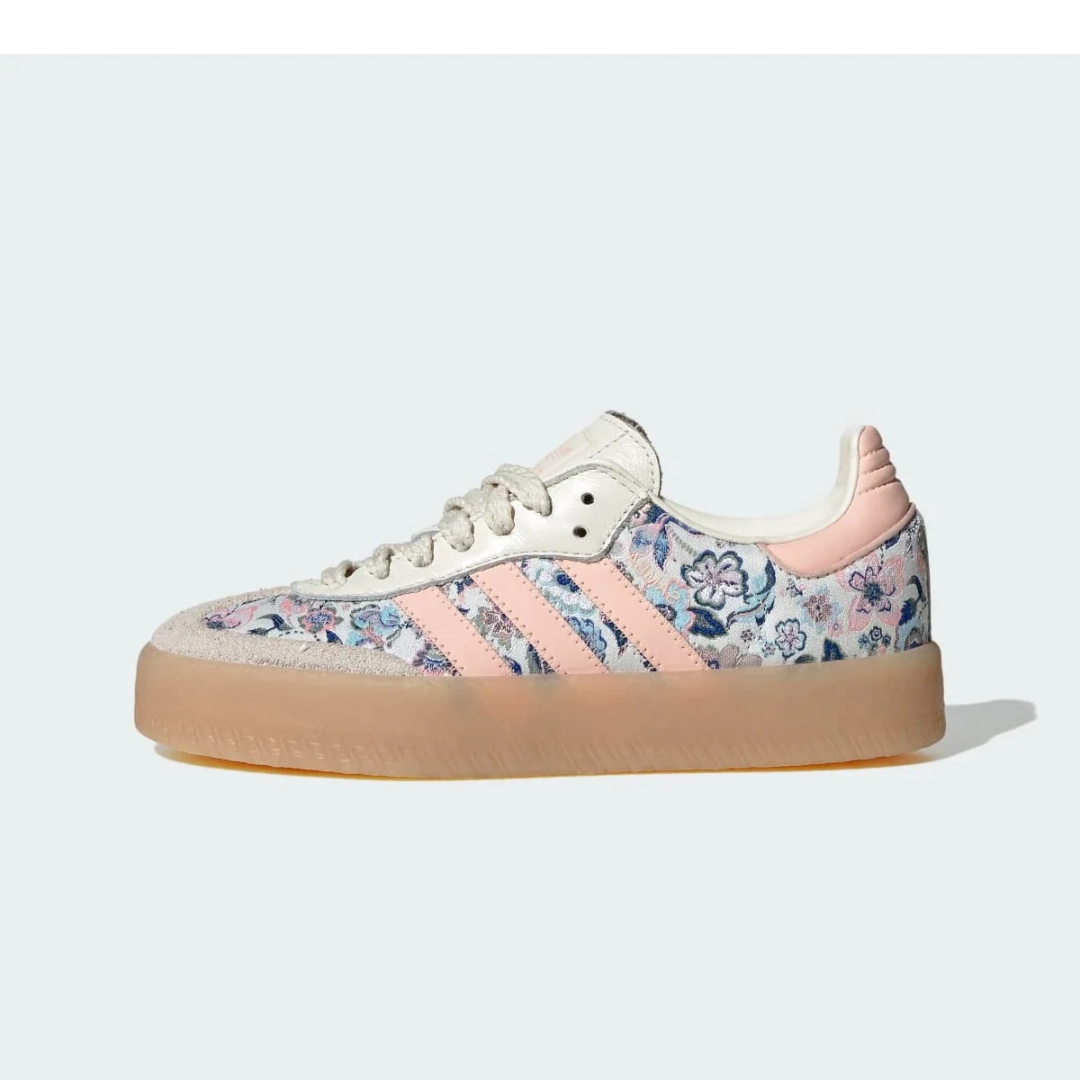 Overkicks - Adidas Sambae Liberty London Off White Blush Pink (GS) (JQ2009) - vista lateral
