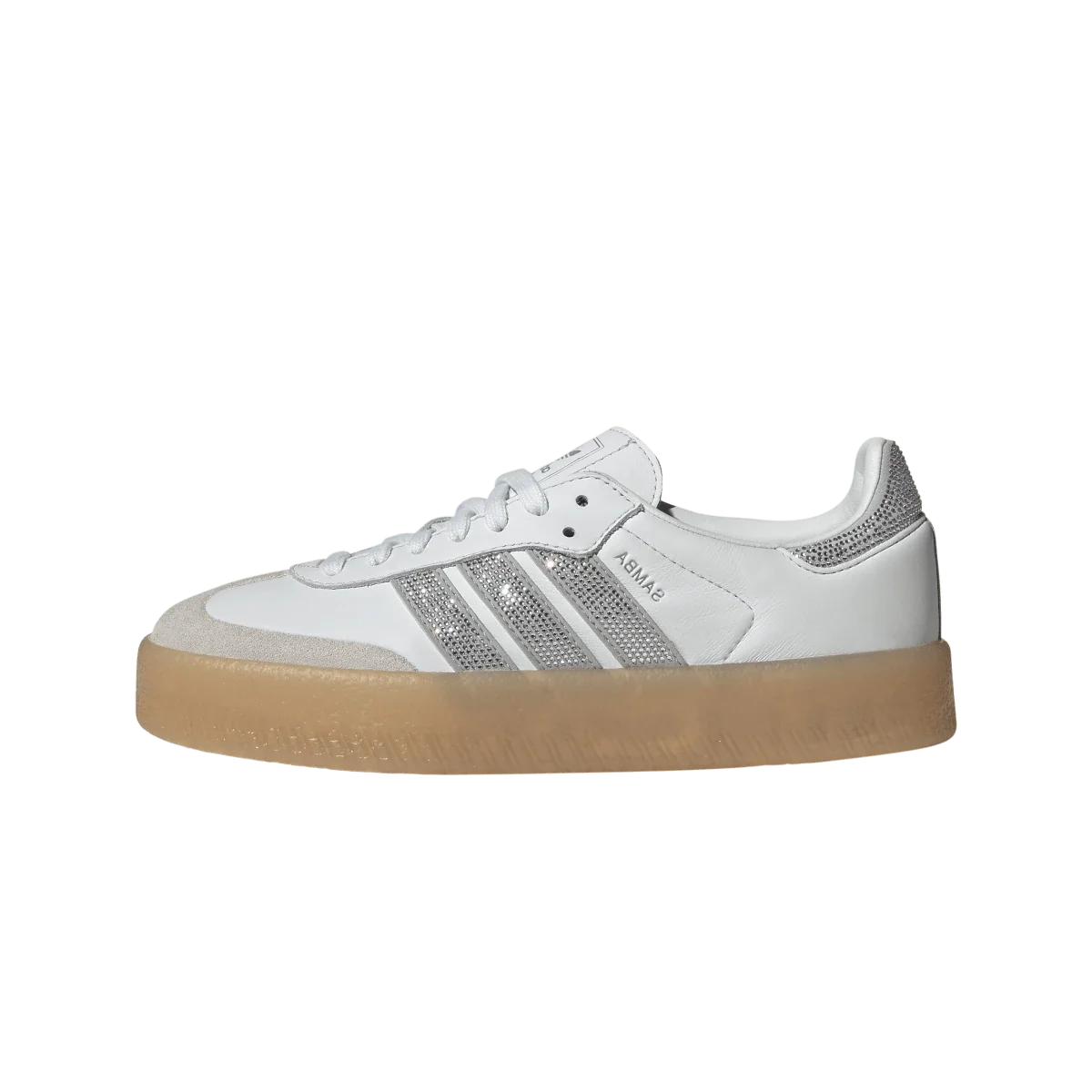 Overkicks - Adidas Sambae Rhinestone Crystal White Silver (Womens) (IH4046) - vista lateral