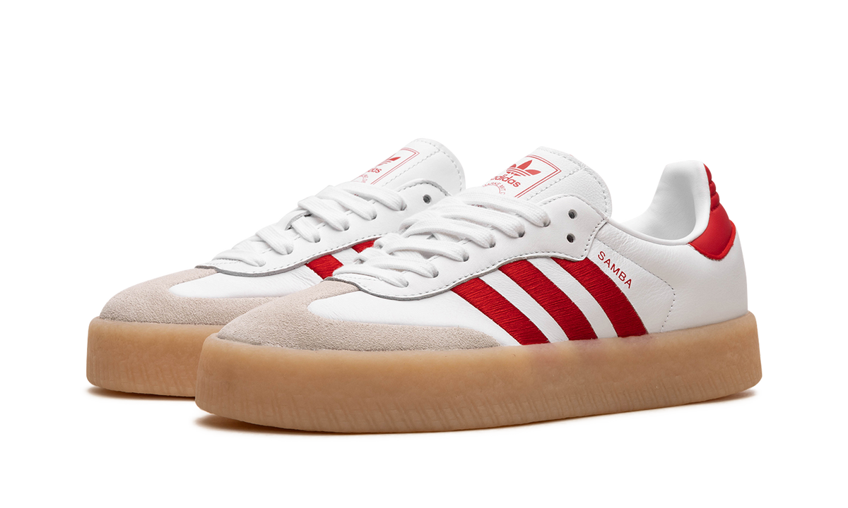 Overkicks - Adidas Sambae White Better Scarlet Gum (Womens) (ID0438) - vista trasera