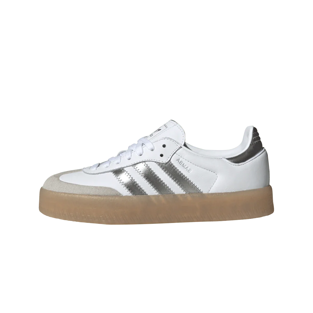 Overkicks - Adidas Sambae White Silver Metallic (Womens) (JS3943) - vista lateral