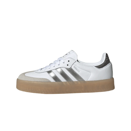 Overkicks - Adidas Sambae White Silver Metallic (Womens) (JS3943) - vista lateral
