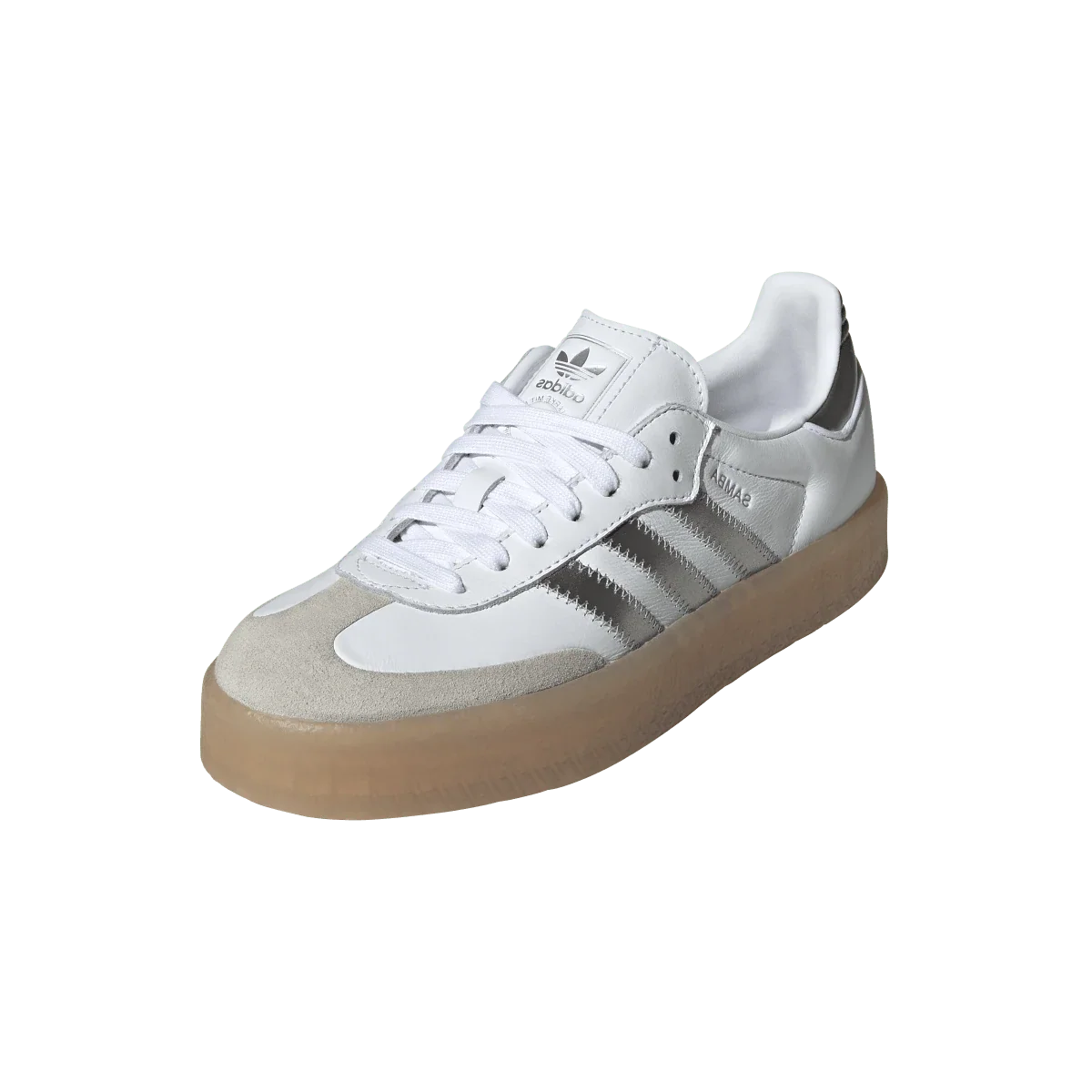 Overkicks - Adidas Sambae White Silver Metallic (Womens) (JS3943) - vista trasera