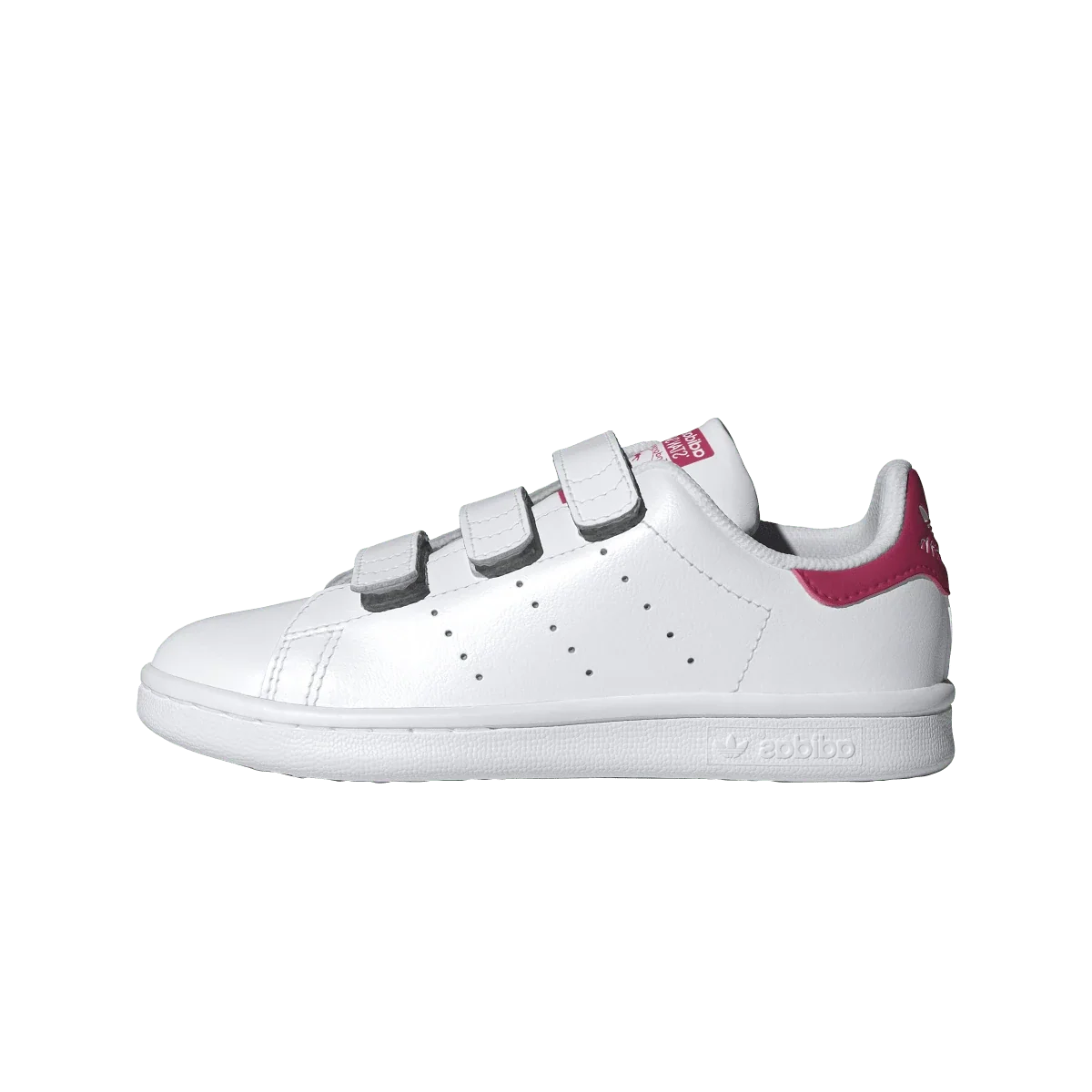 Overkicks - Adidas Stan Smith Comfort Closure Cloud White Bold Pink (PS) (JP9719) - vista lateral