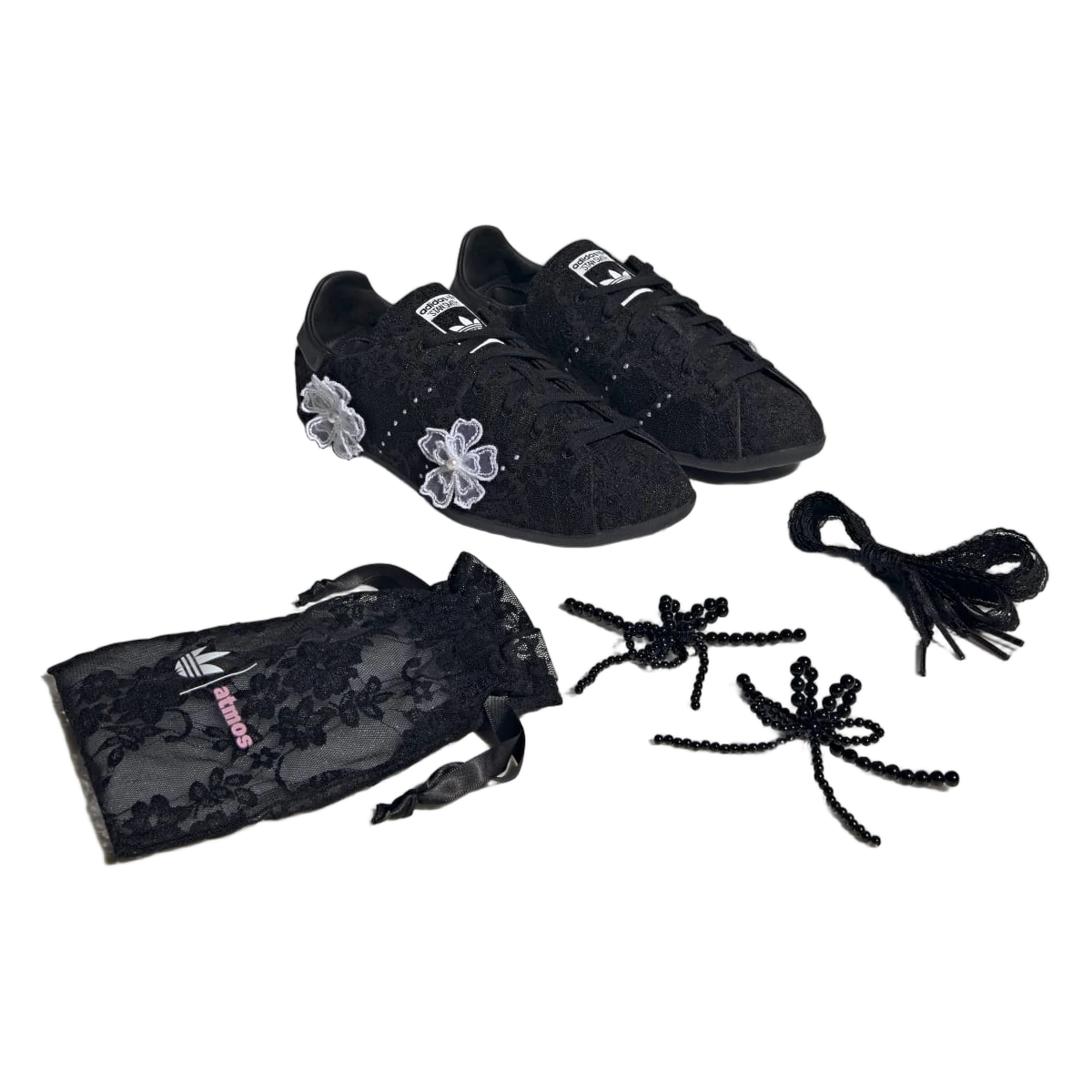 Overkicks - Adidas Stan Smith Lo Pro atmos Pink Black White Floral (JR4475) - detalle lateral interior