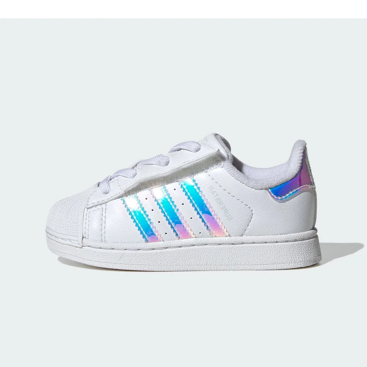 Overkicks - Adidas Superstar II Comfort Closure White Iridescent Stripes (TD) (JQ1791) - vista lateral