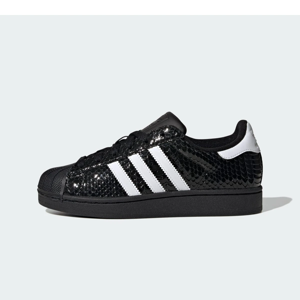 Overkicks - Adidas Superstar II Patent Snakeskin Black White (KH9019) - vista lateral