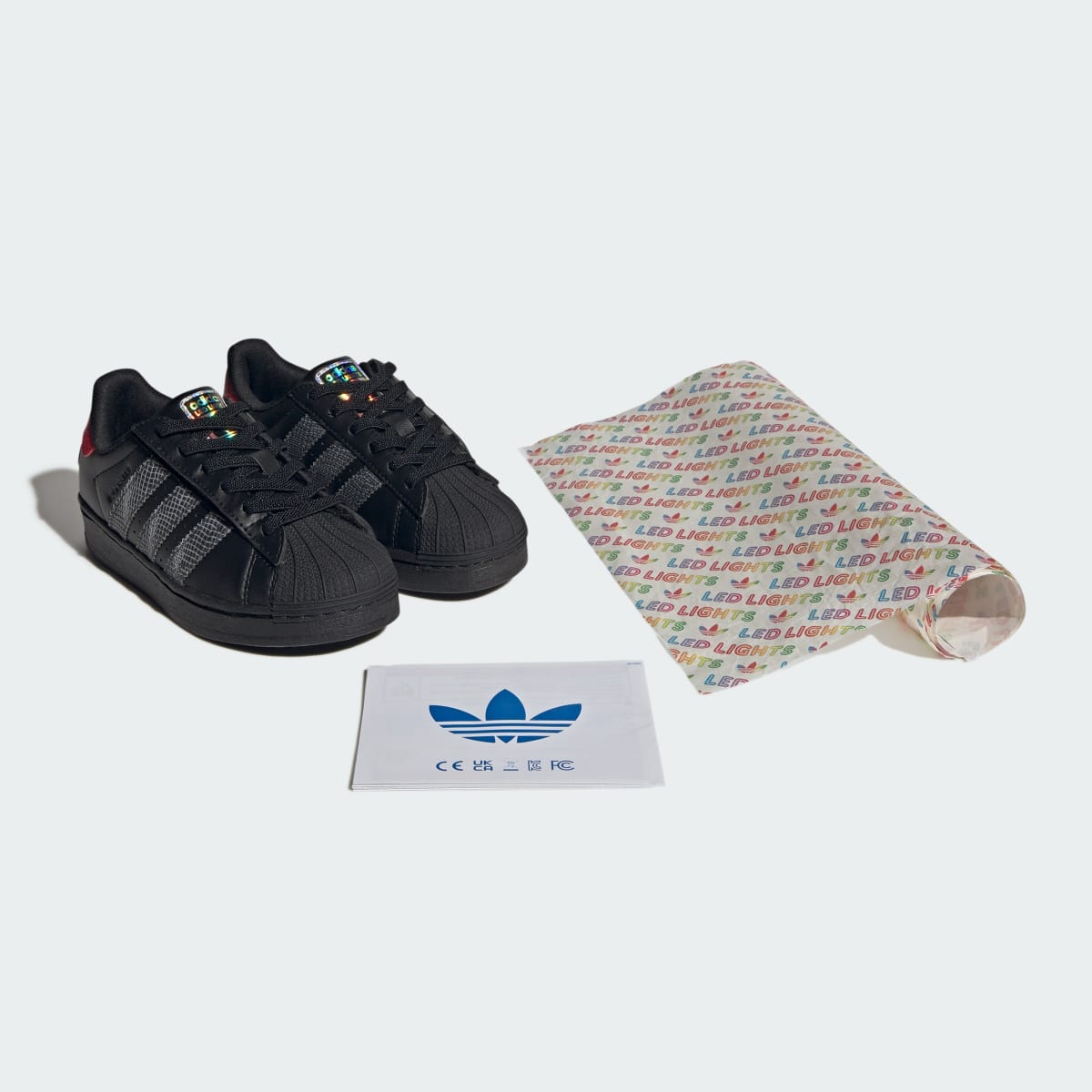 Overkicks - Adidas Superstar LED Lights Comfort Closure Core Black Red (PS) (IH6388) - imagen 4