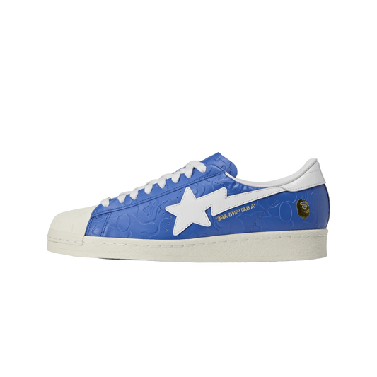 Overkicks - Adidas Superstar Vintage Bape Blue White (JR2702) - vista lateral