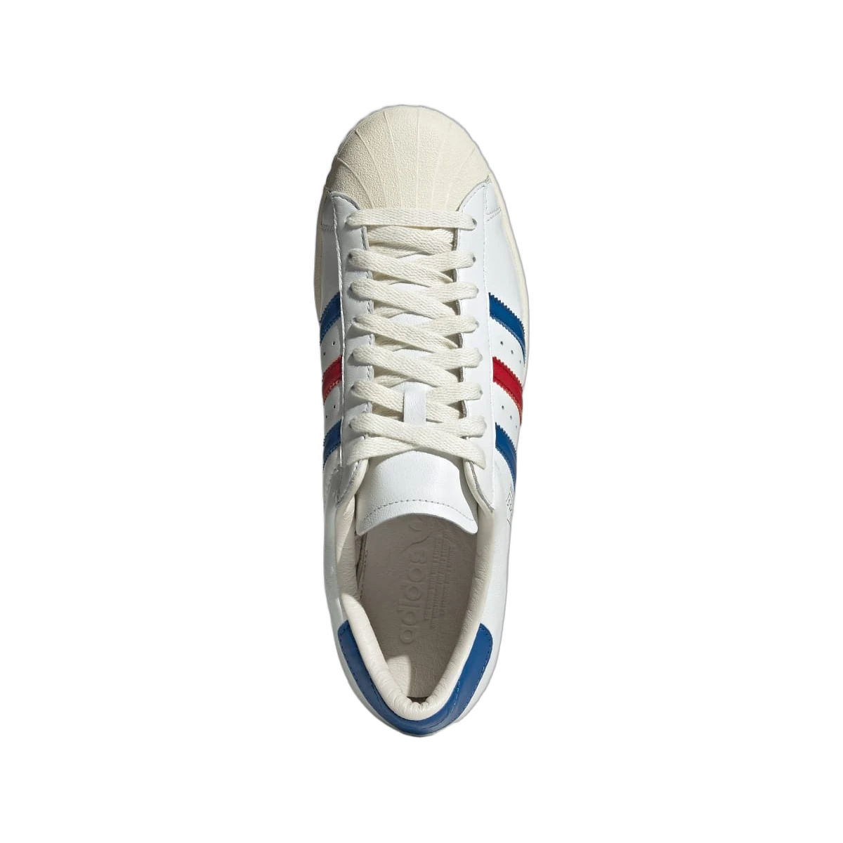 Overkicks - Adidas Superstar Vintage White Blue Better Scarlet Made in Germany (JQ6345) - vista trasera