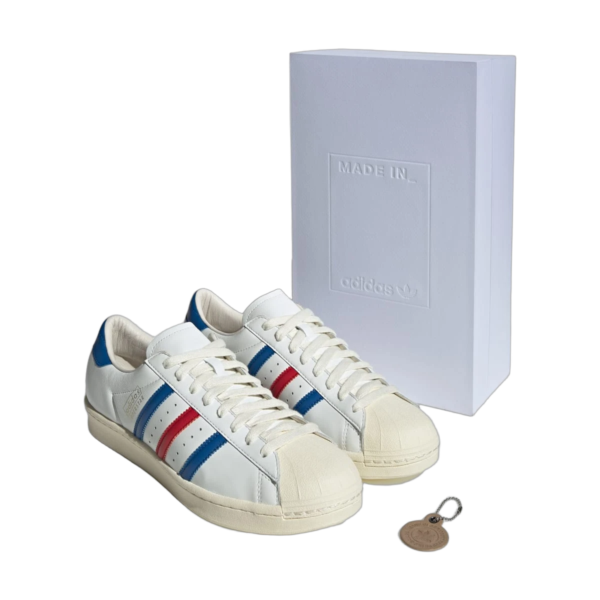 Overkicks - Adidas Superstar Vintage White Blue Better Scarlet Made in Germany (JQ6345) - detalle