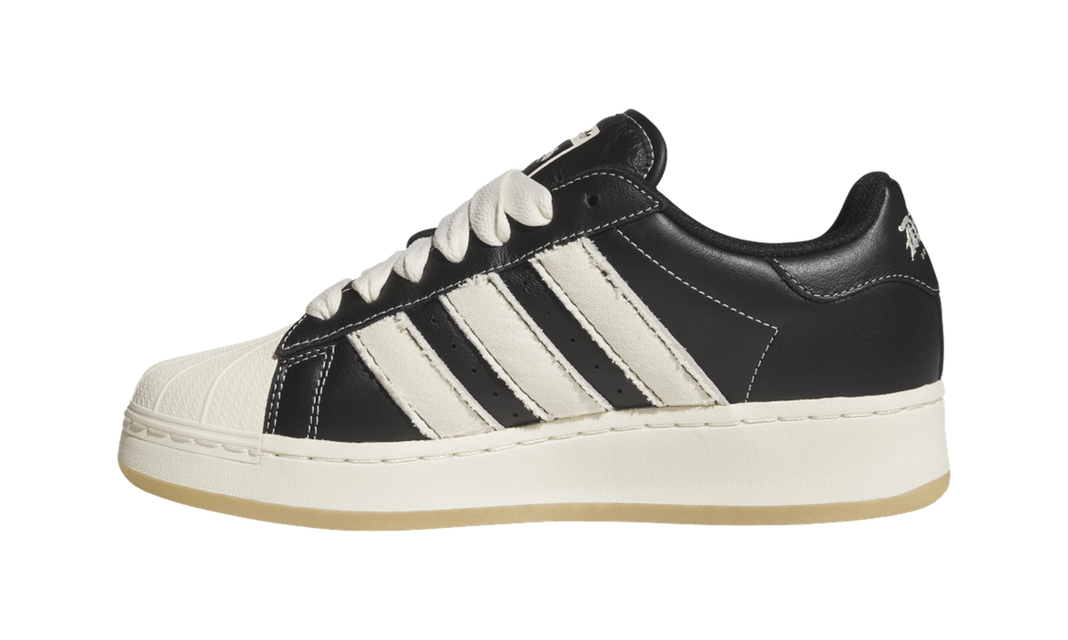 Overkicks - Adidas Superstar XLG DIOS Black Cream White (HQ7248) - detalle talón