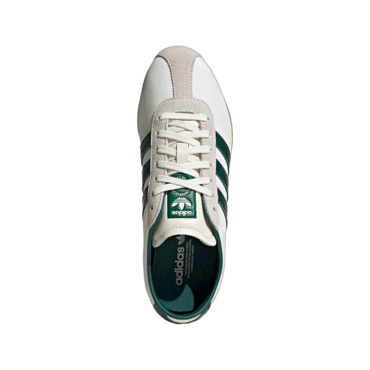 Overkicks - Adidas Tokyo Off White Collegiate Green Gold Metallic (Womens) (JP9705) - vista trasera