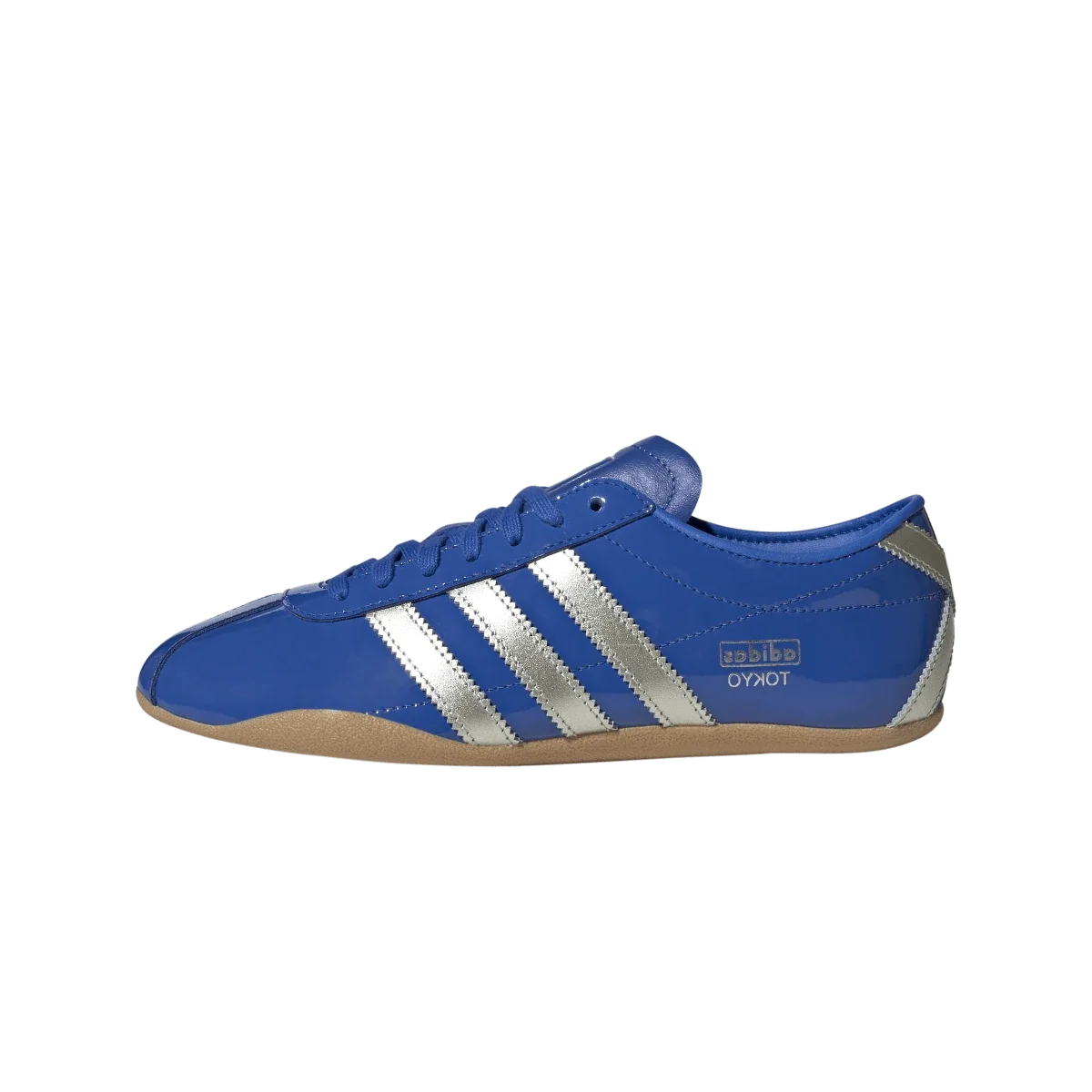 Overkicks - Adidas Tokyo Patent Blue Alumina (Womens) (JQ0595) - vista lateral