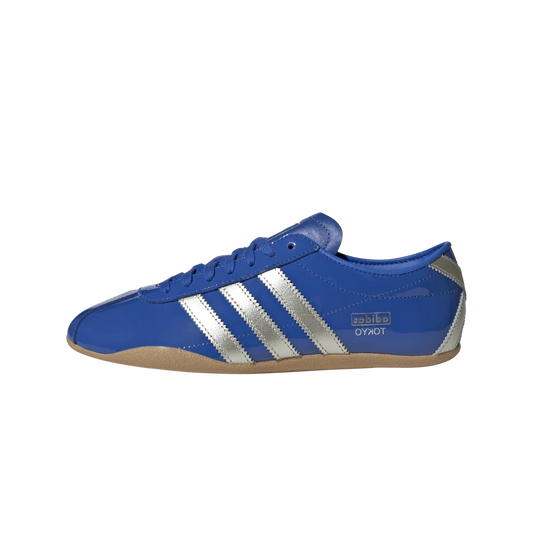 Overkicks - Adidas Tokyo Patent Blue Alumina (Womens) (JQ0595) - vista lateral