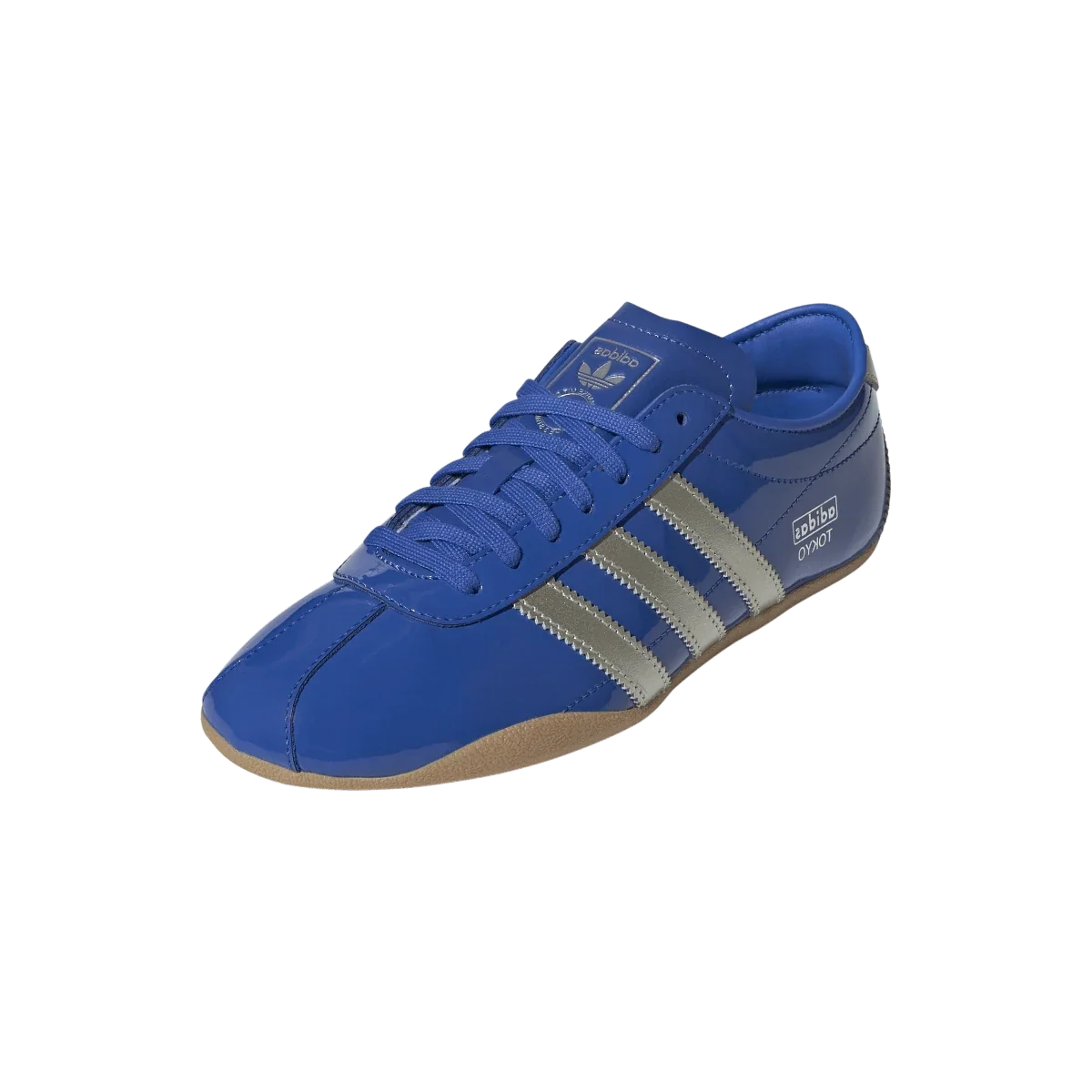 Overkicks - Adidas Tokyo Patent Blue Alumina (Womens) (JQ0595) - vista trasera