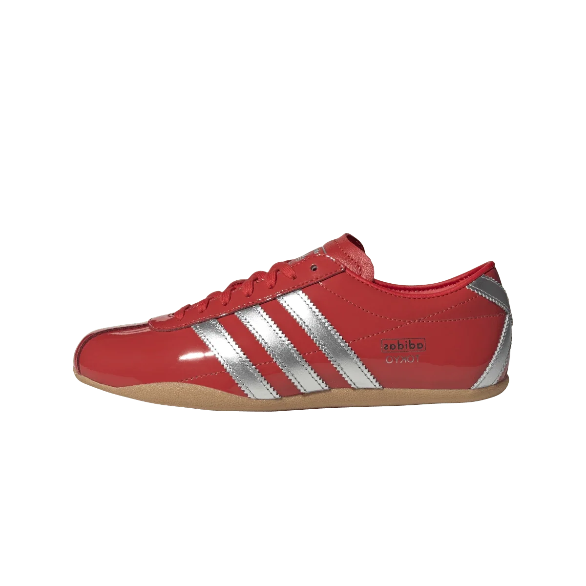 Overkicks - Adidas Tokyo Patent Red Silver Metallic (Womens) (JQ0596) - vista lateral