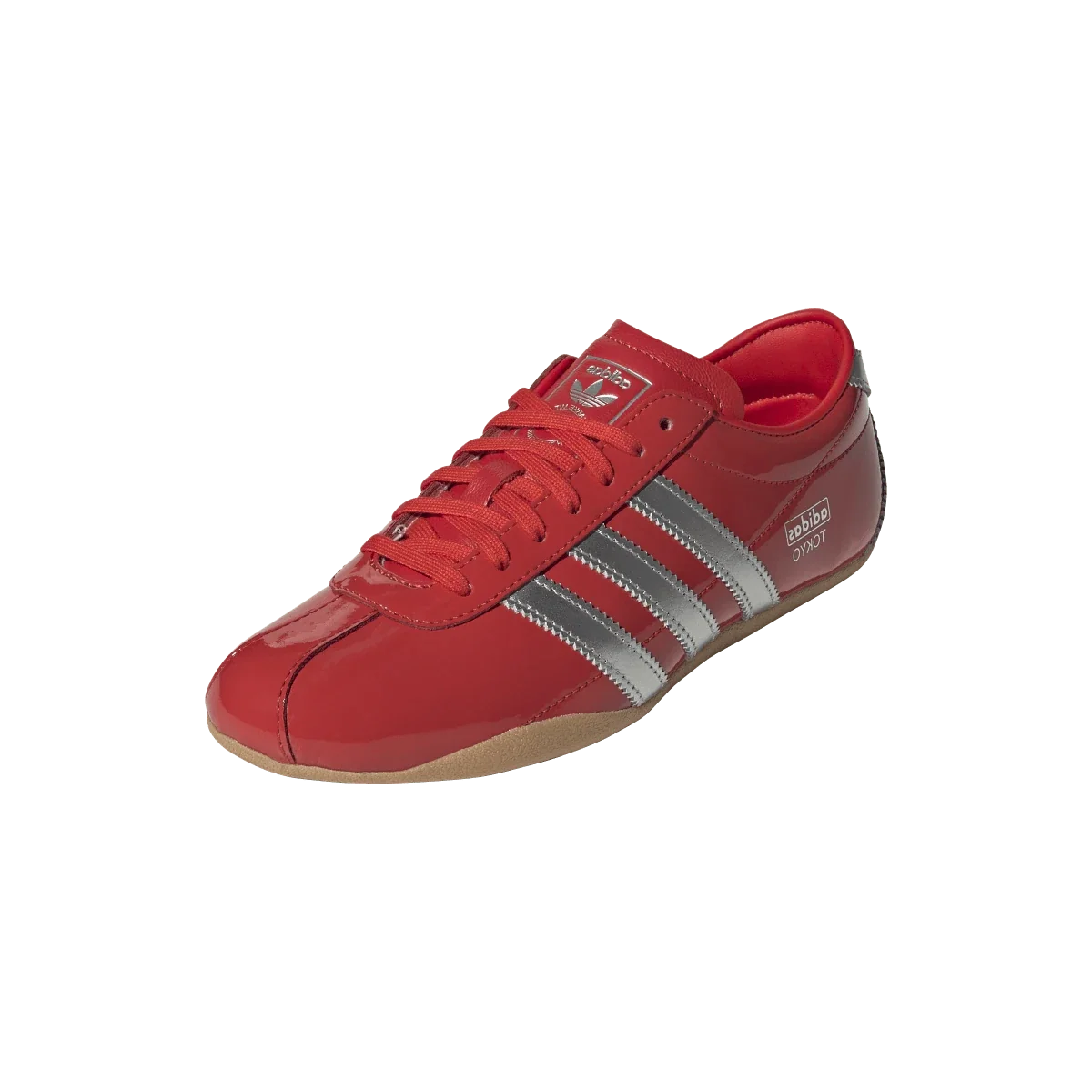 Overkicks - Adidas Tokyo Patent Red Silver Metallic (Womens) (JQ0596) - vista trasera